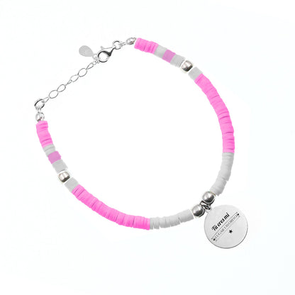 Bracelet personnalisable perles roses et blanches