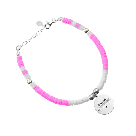 Bracelet personnalisable perles roses et blanches