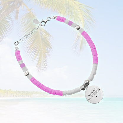 Bracelet personnalisable perles roses et blanches