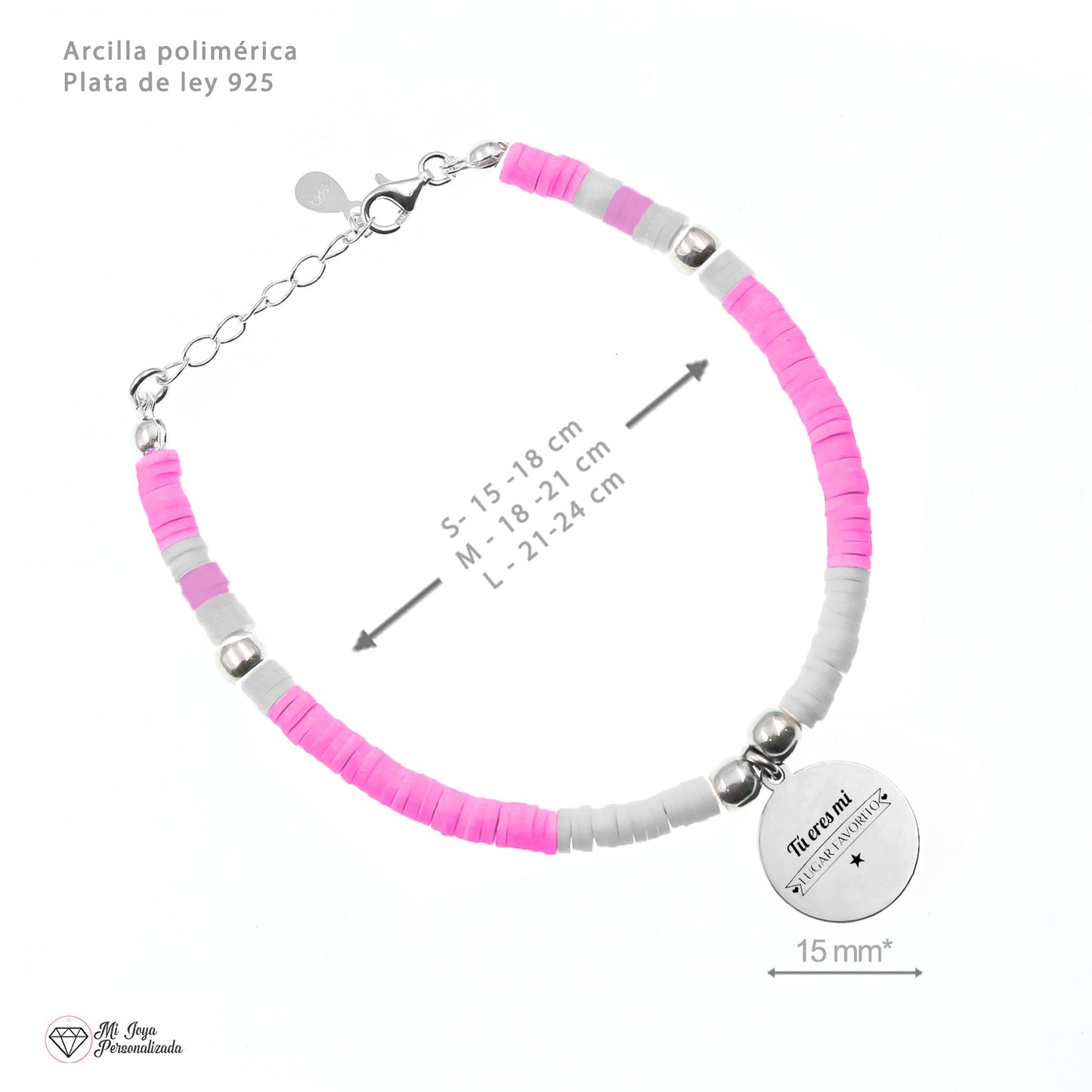 Bracelet personnalisable perles roses et blanches