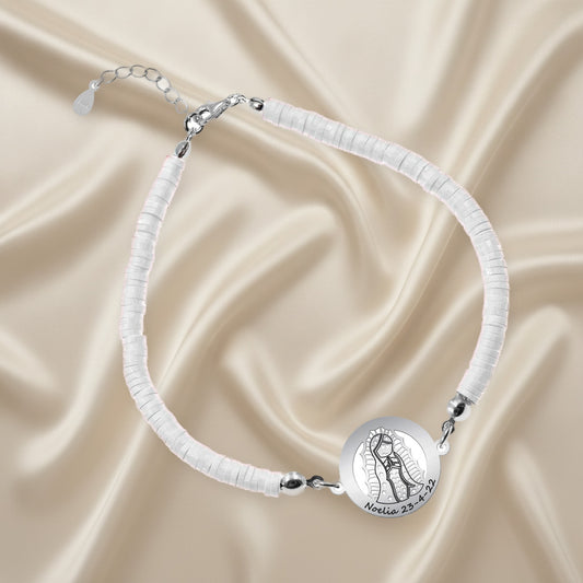 Bracelet personnalisable Vierge en argent 925 et argile polymère