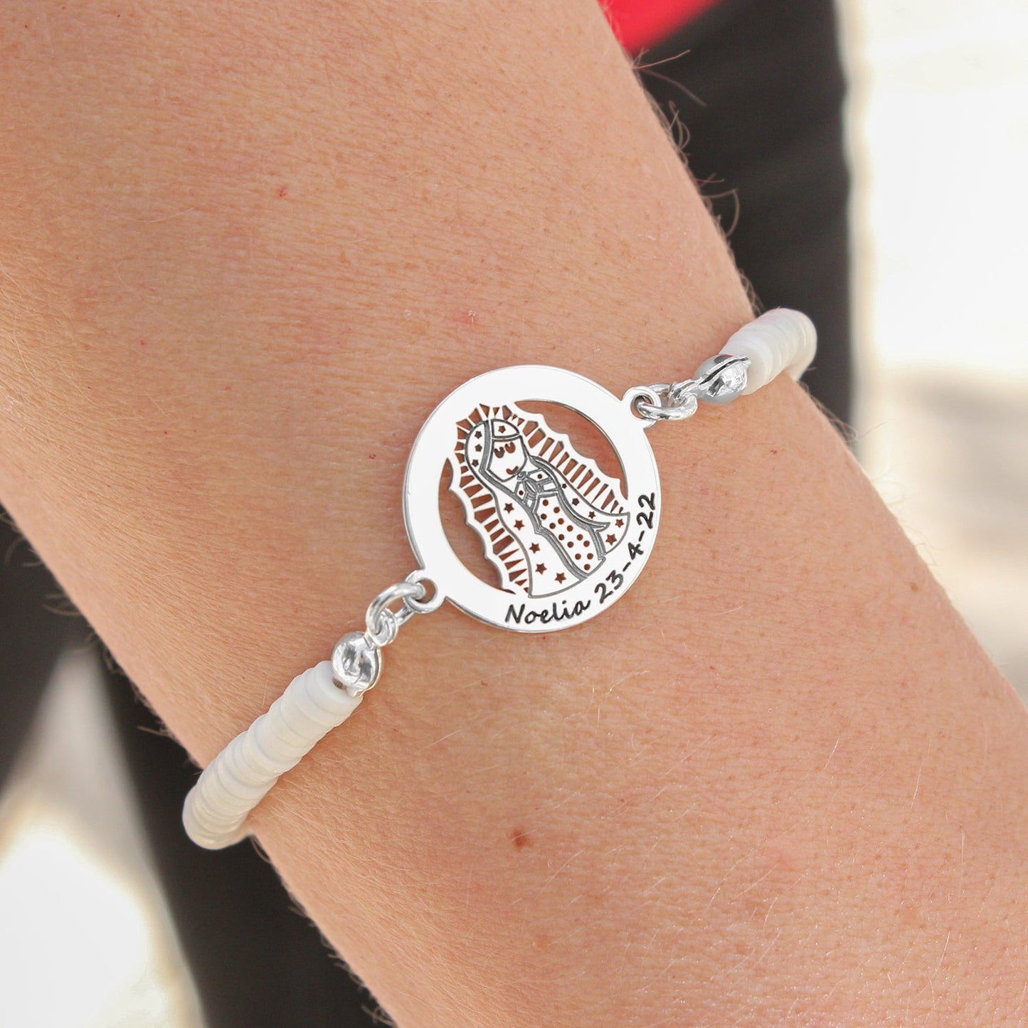Bracelet personnalisable Vierge en argent 925 et argile polymère