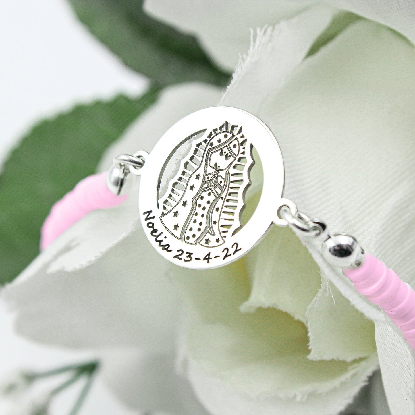 Bracelet personnalisable Vierge en argent 925 et argile polymère