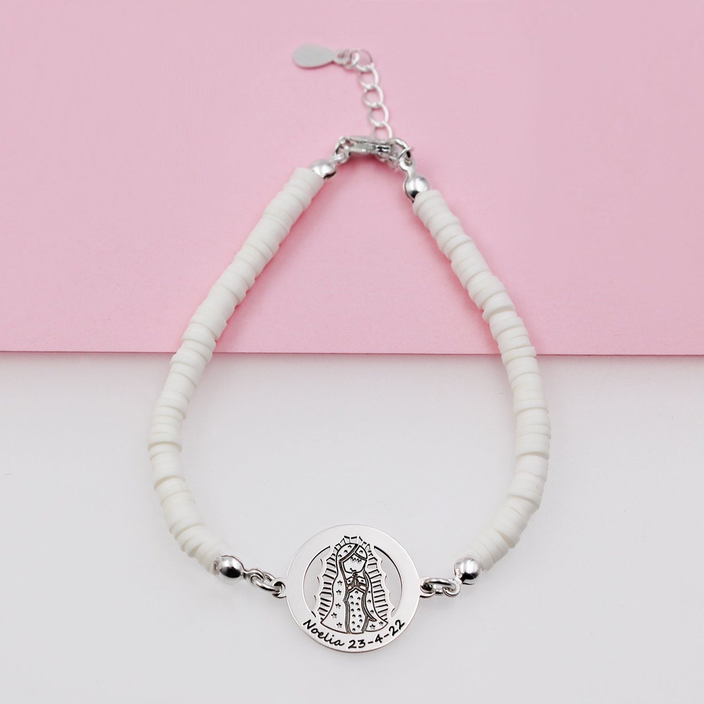 Bracelet personnalisable Vierge en argent 925 et argile polymère