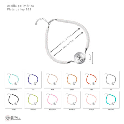 Bracelet personnalisable Vierge en argent 925 et argile polymère