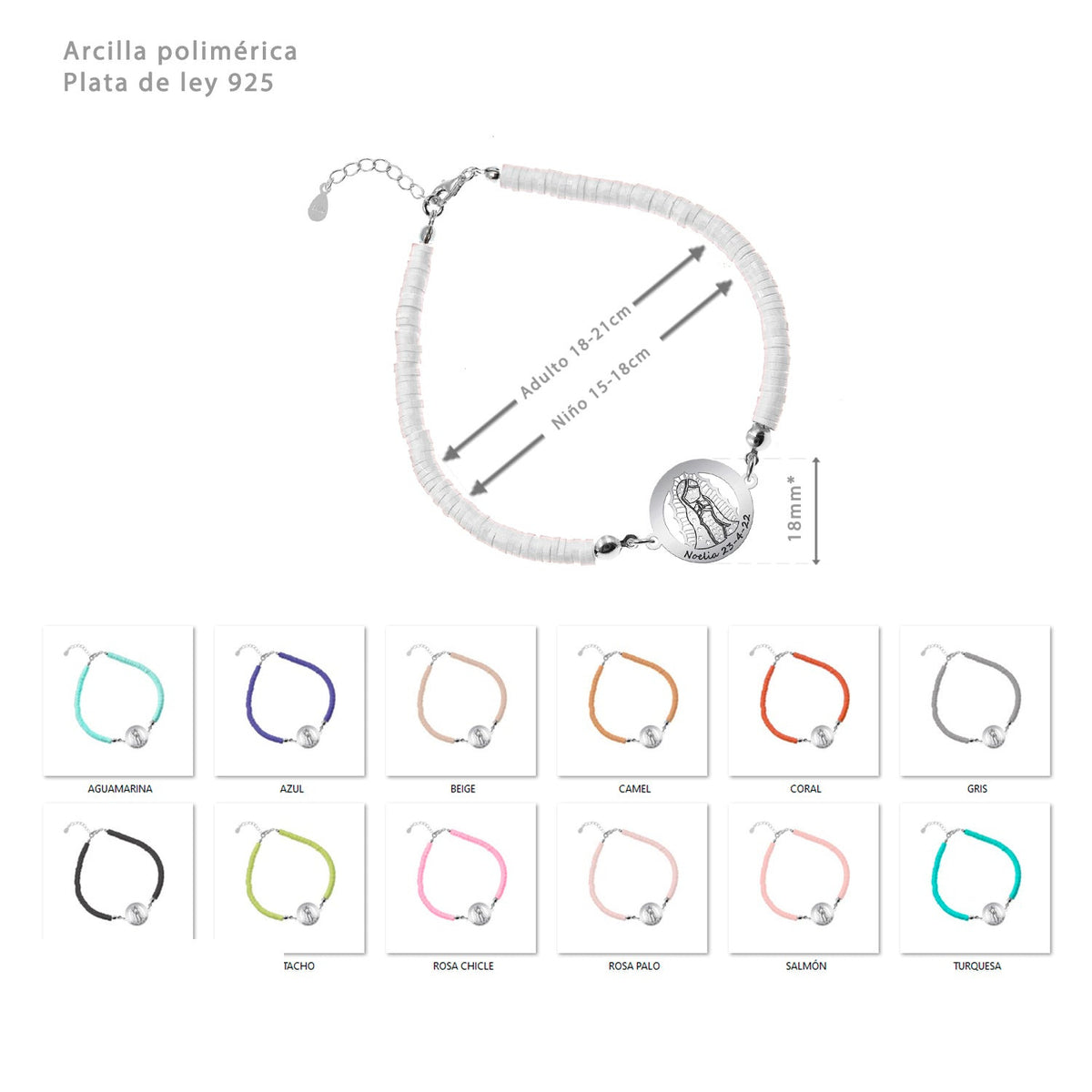 Bracelet Vierge Marie Gravé, cadeau de communion, argent 925