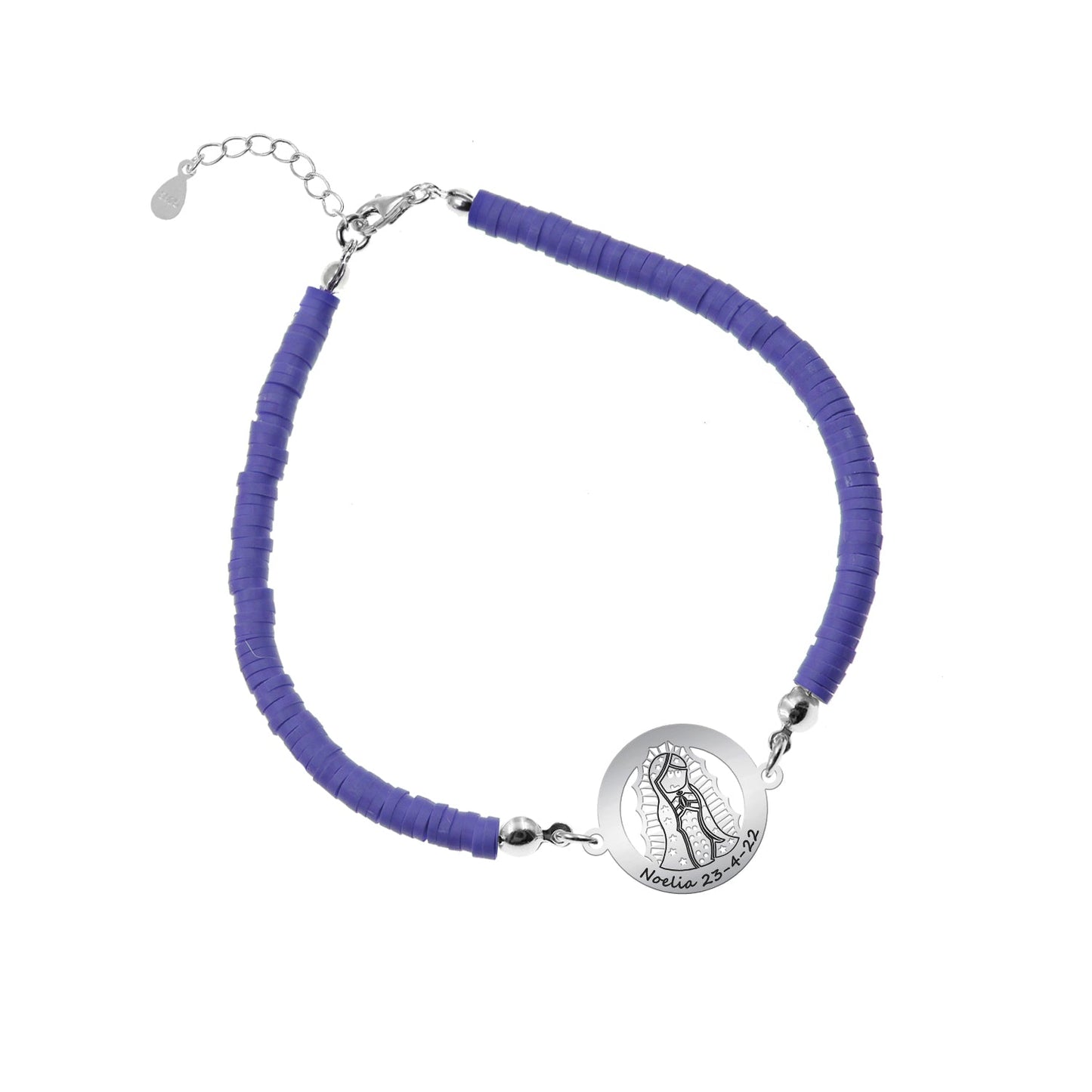 Bracelet personnalisable Vierge en argent 925 et argile polymère