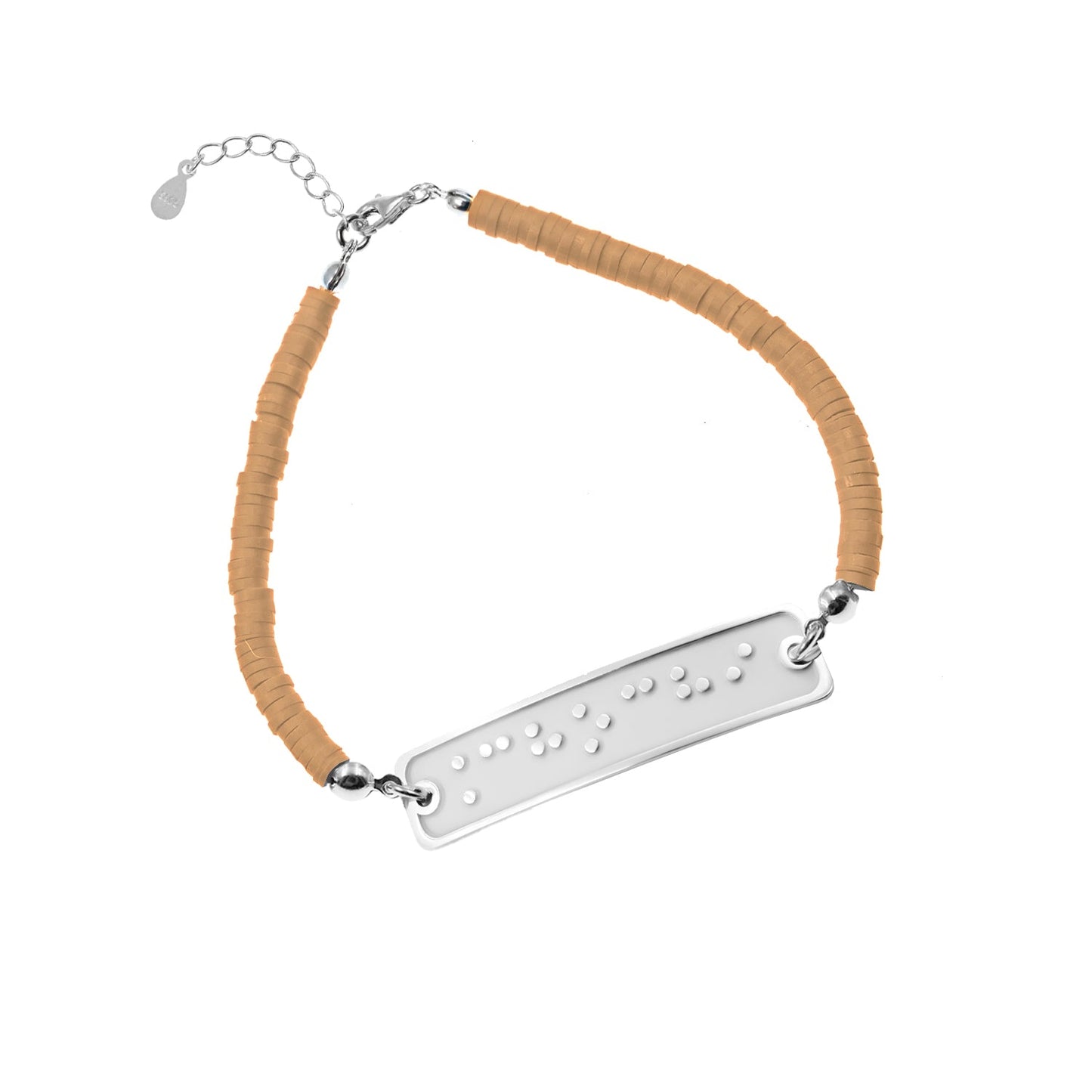 Bracelet personnalisé en Braille : prénom, argent et perles