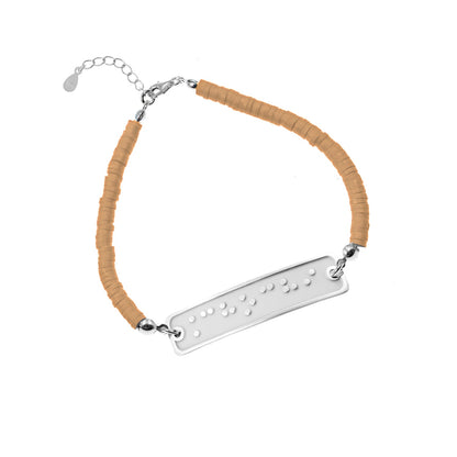 Bracelet personnalisé en Braille : prénom, argent et perles
