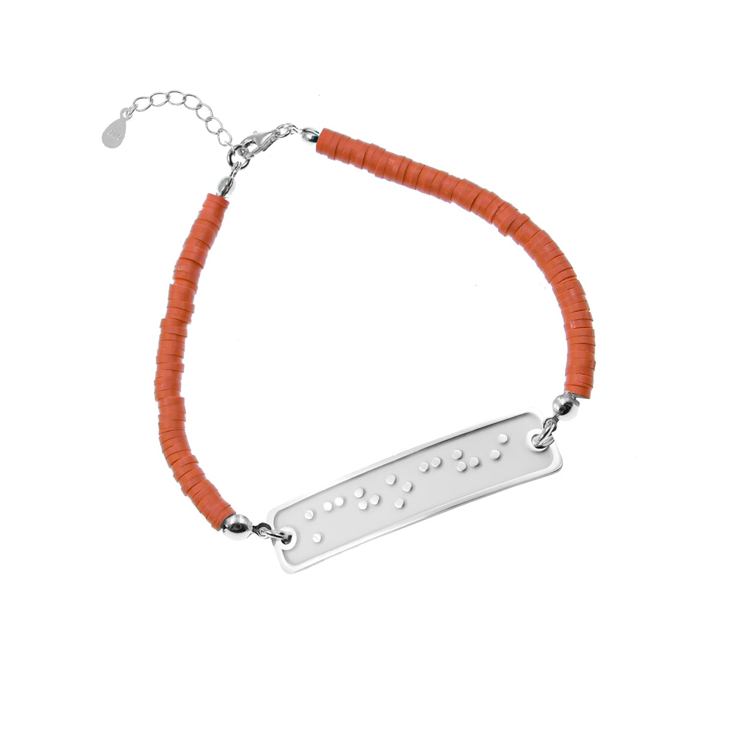 Bracelet personnalisé en Braille : prénom, argent et perles