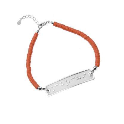 Bracelet personnalisé en Braille : prénom, argent et perles
