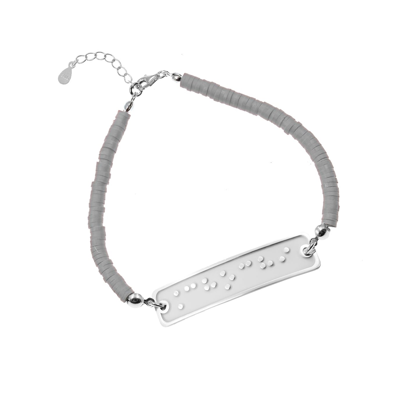 Bracelet personnalisé en Braille : prénom, argent et perles