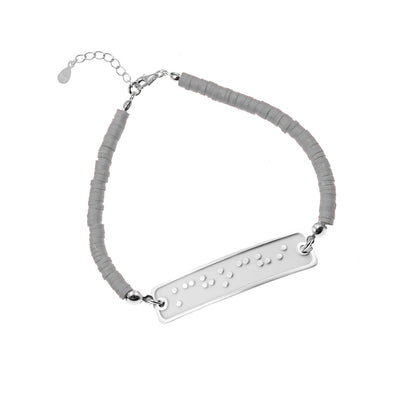 Bracelet personnalisé en Braille : prénom, argent et perles