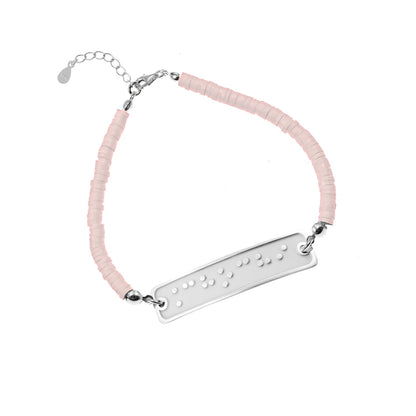 Bracelet personnalisé en Braille : prénom, argent et perles