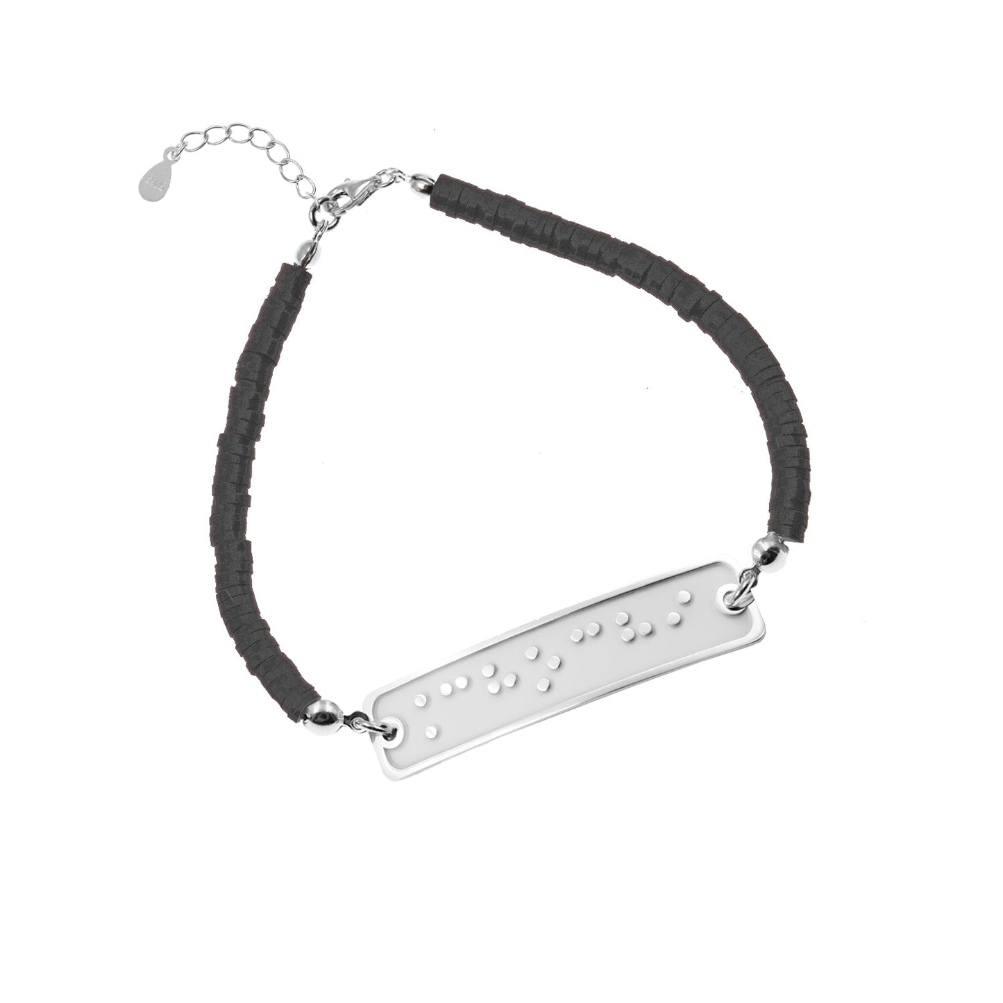 Bracelet personnalisé en Braille : prénom, argent et perles