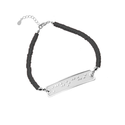 Bracelet personnalisé en Braille : prénom, argent et perles
