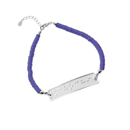 Bracelet personnalisé en Braille : prénom, argent et perles