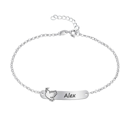 Bracelet Première Communion Argent Massif Gravure Prénom & Motif