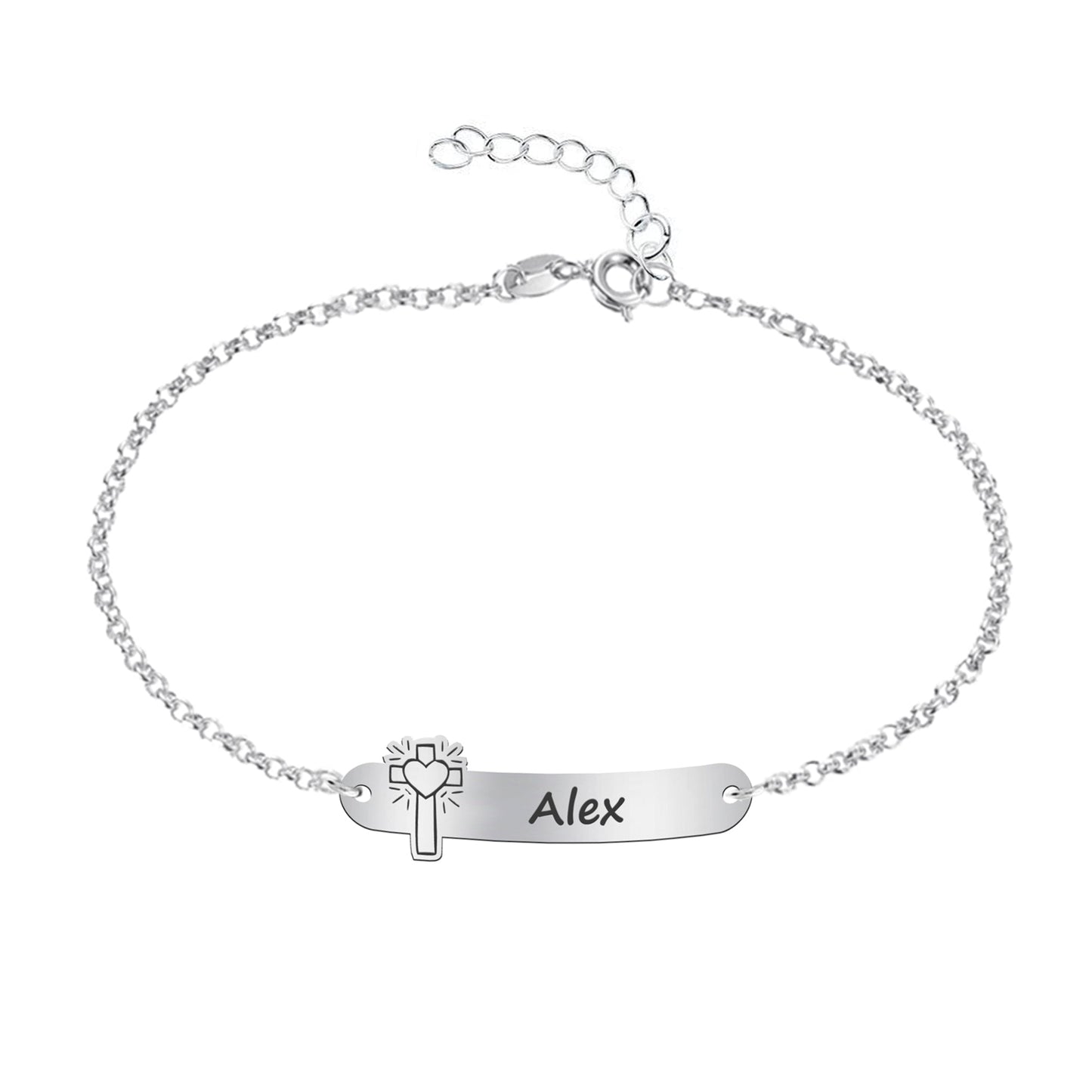 Bracelet Première Communion Argent Massif Gravure Prénom & Motif