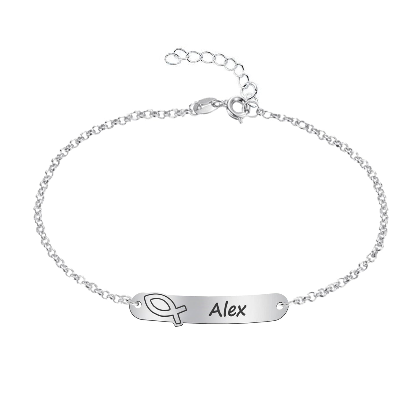 Bracelet Première Communion Argent Massif Gravure Prénom & Motif