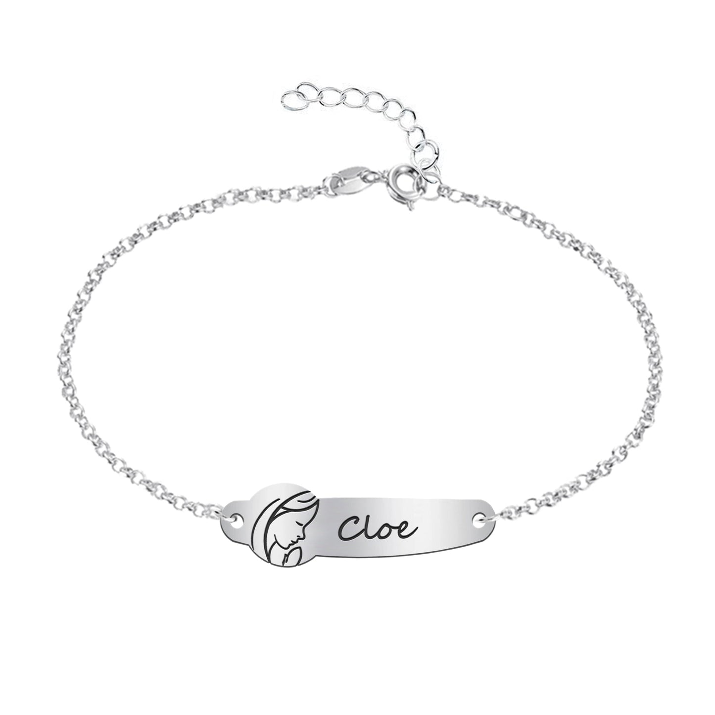 Bracelet Première Communion personnalisé Argent 925 - Vierge Marie