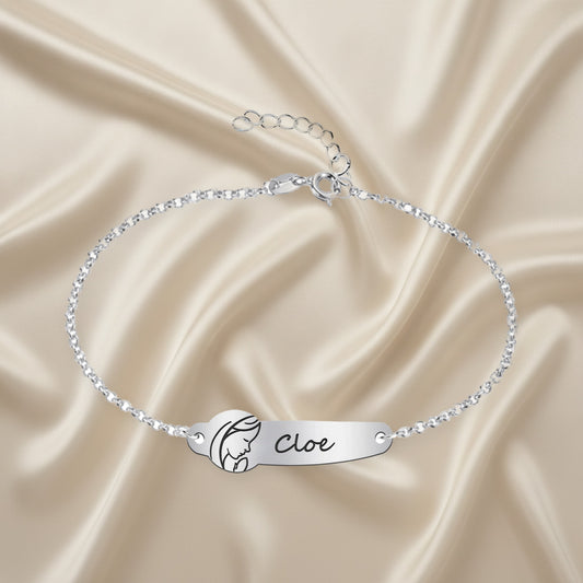 Bracelet Première Communion personnalisé Argent 925 - Vierge Marie