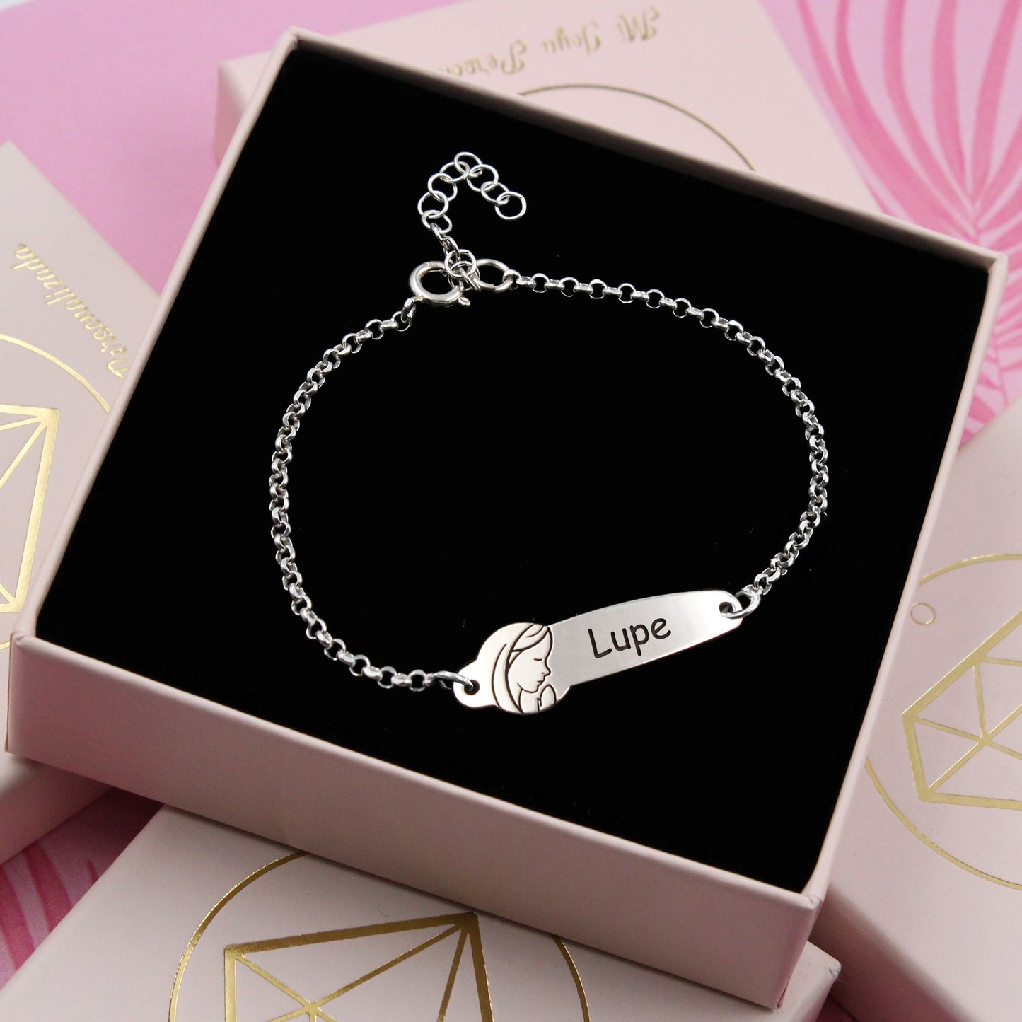 Bracelet Première Communion personnalisé Argent 925 - Vierge Marie