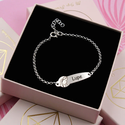 Bracelet Première Communion personnalisé Argent 925 - Vierge Marie