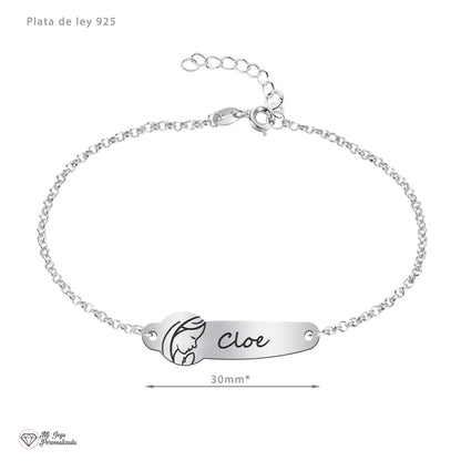 Bracelet Première Communion personnalisé Argent 925 - Vierge Marie