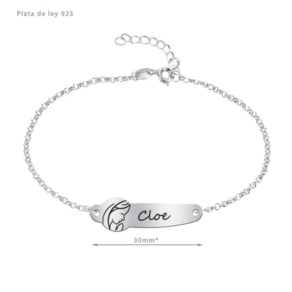 Bracelet Première Communion, Vierge Marie gravée, argent 925