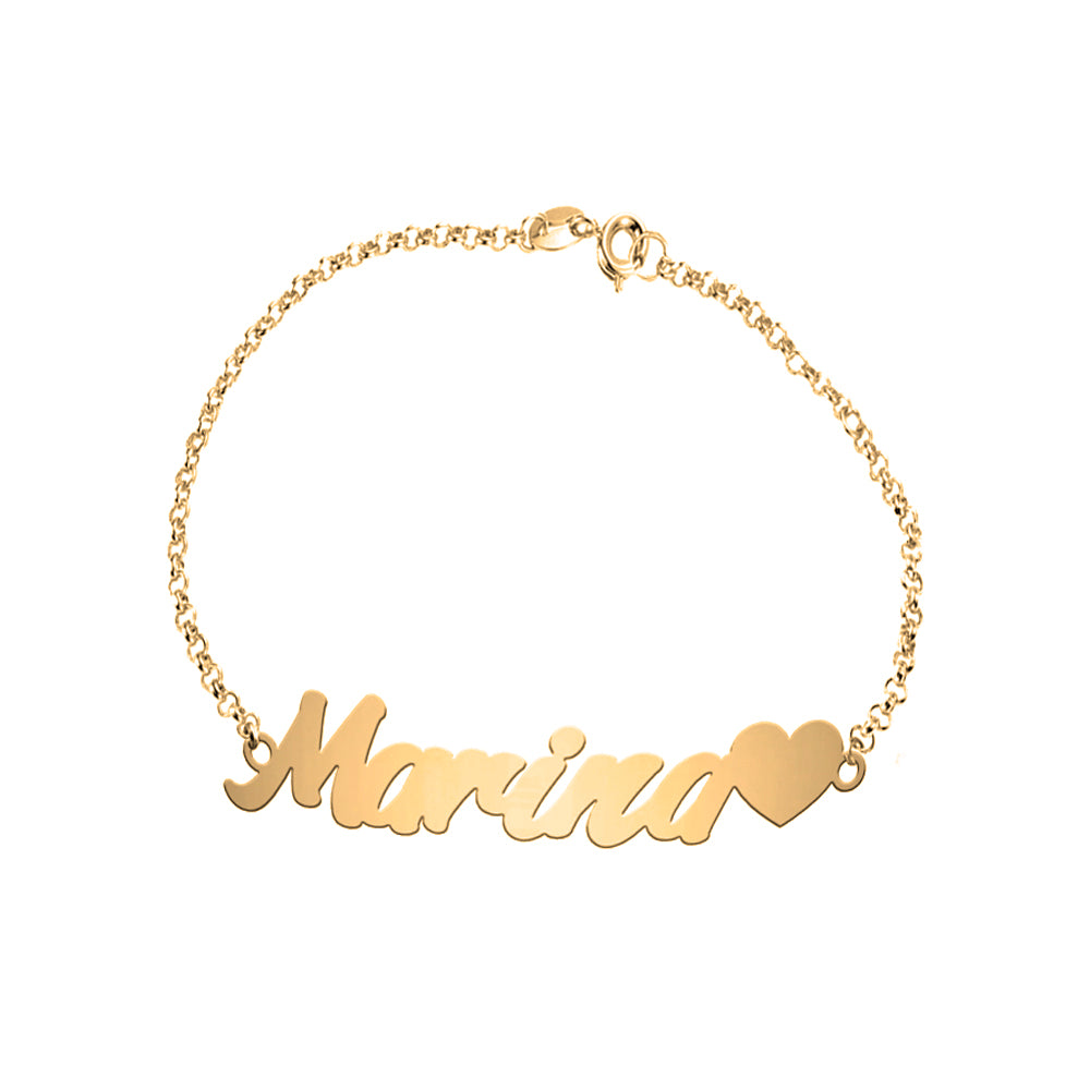 Bracelet Prénom Personnalisé Argent 925 et Cœur Plaqué Or