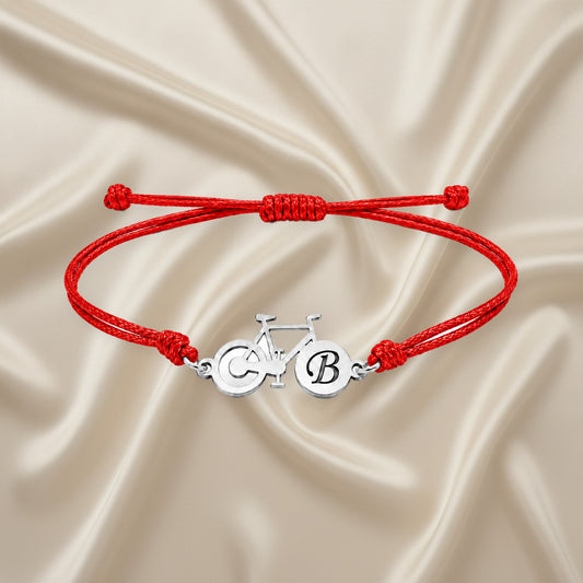 Bracelet vélo en argent 925 et cuir personnalisable