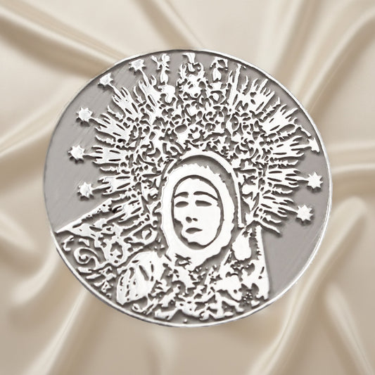 Broche Vierge de la Soledad Personnalisable en Argent