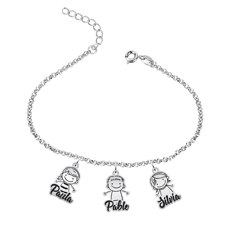 Chaîne de cheville Argent Massif Silhouettes Enfants