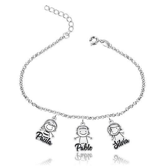 Chaîne de cheville Argent Massif Silhouettes Enfants