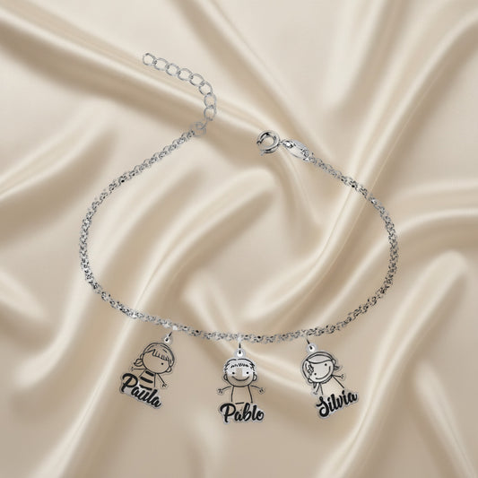 Chaîne de cheville Argent Massif Silhouettes Enfants