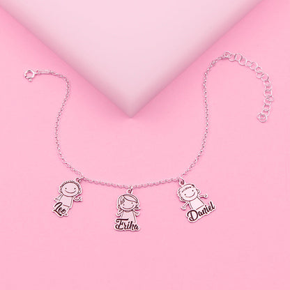 Chaîne de cheville Argent Massif Silhouettes Enfants