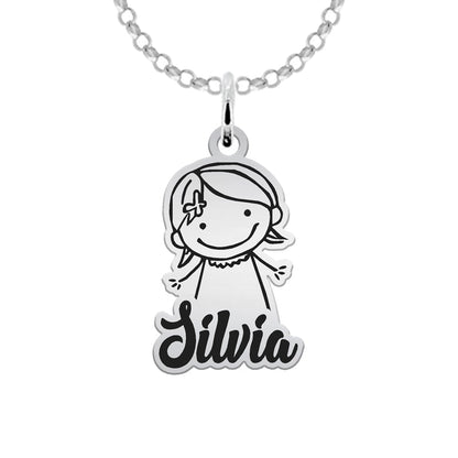 Chaîne de cheville Argent Massif Silhouettes Enfants