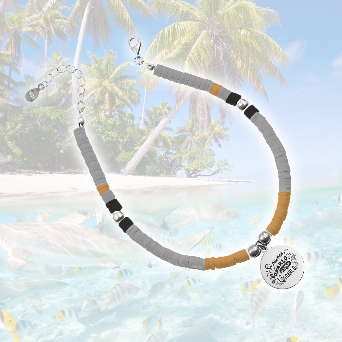 Chaîne de Cheville Maspalomas en Argent 925 et Perles, Personnalisable