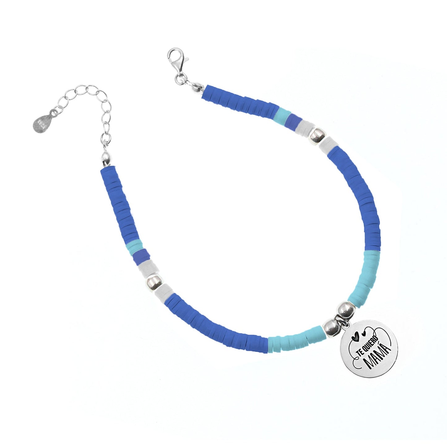 Chaîne de cheville personnalisable en argent et perles bleues