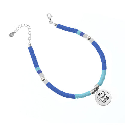 Chaîne de cheville personnalisable en argent et perles bleues