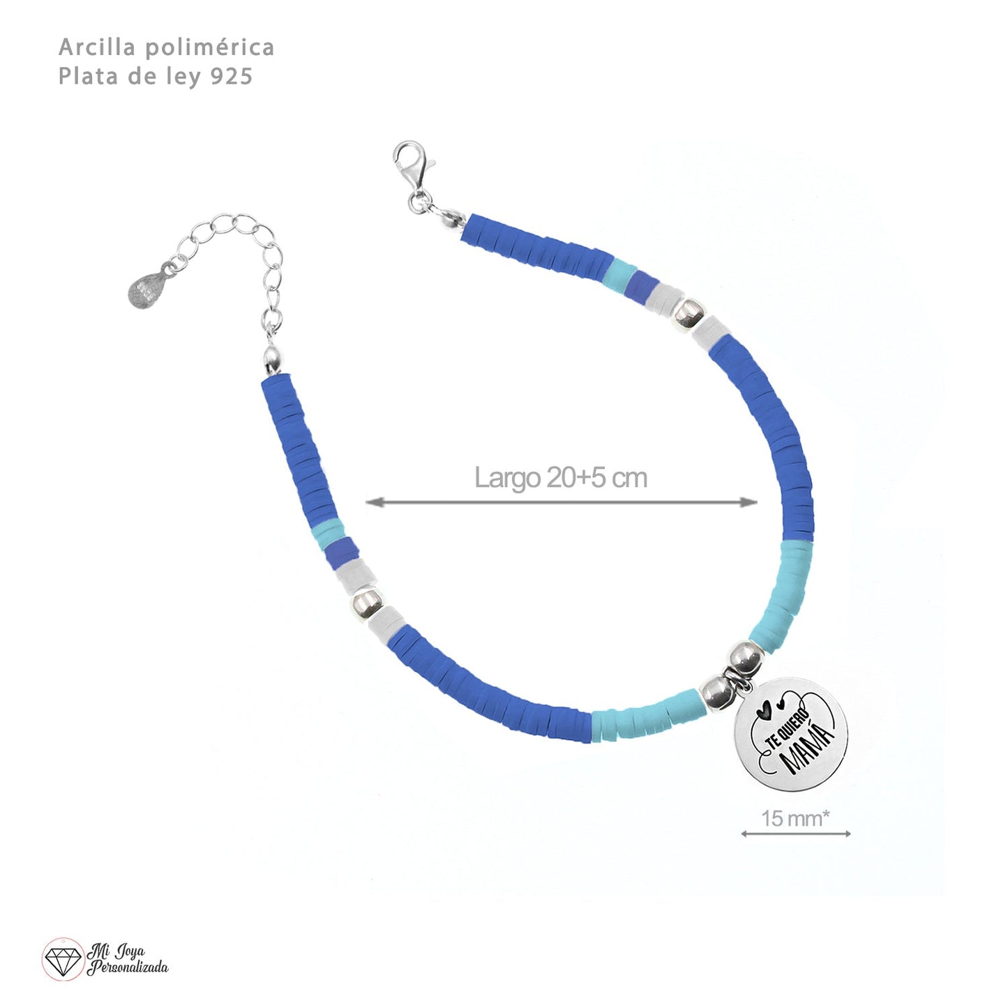Chaîne de cheville personnalisable en argent et perles bleues