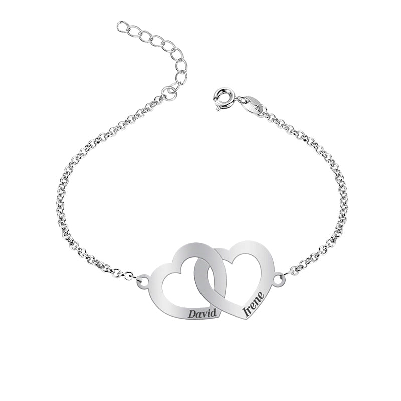 Cheville en Argent 925 Cœurs Entrelacés Personnalisable