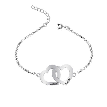 Cheville en Argent 925 Cœurs Entrelacés Personnalisable