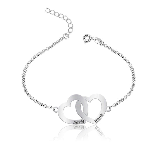 Cheville en Argent 925 Cœurs Entrelacés Personnalisable