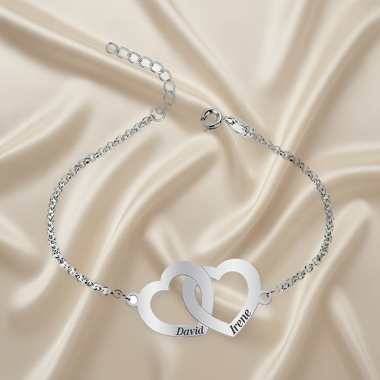 Cheville en Argent 925 Cœurs Entrelacés Personnalisable