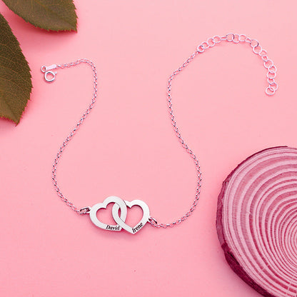 Cheville en Argent 925 Cœurs Entrelacés Personnalisable