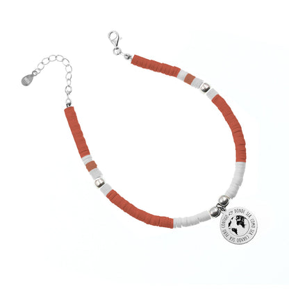 Cheville personnalisable argent, perles blanches et corail