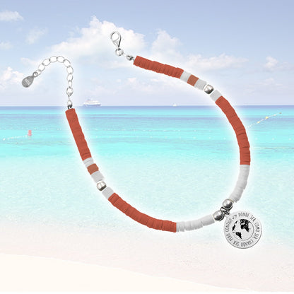 Cheville personnalisable argent, perles blanches et corail