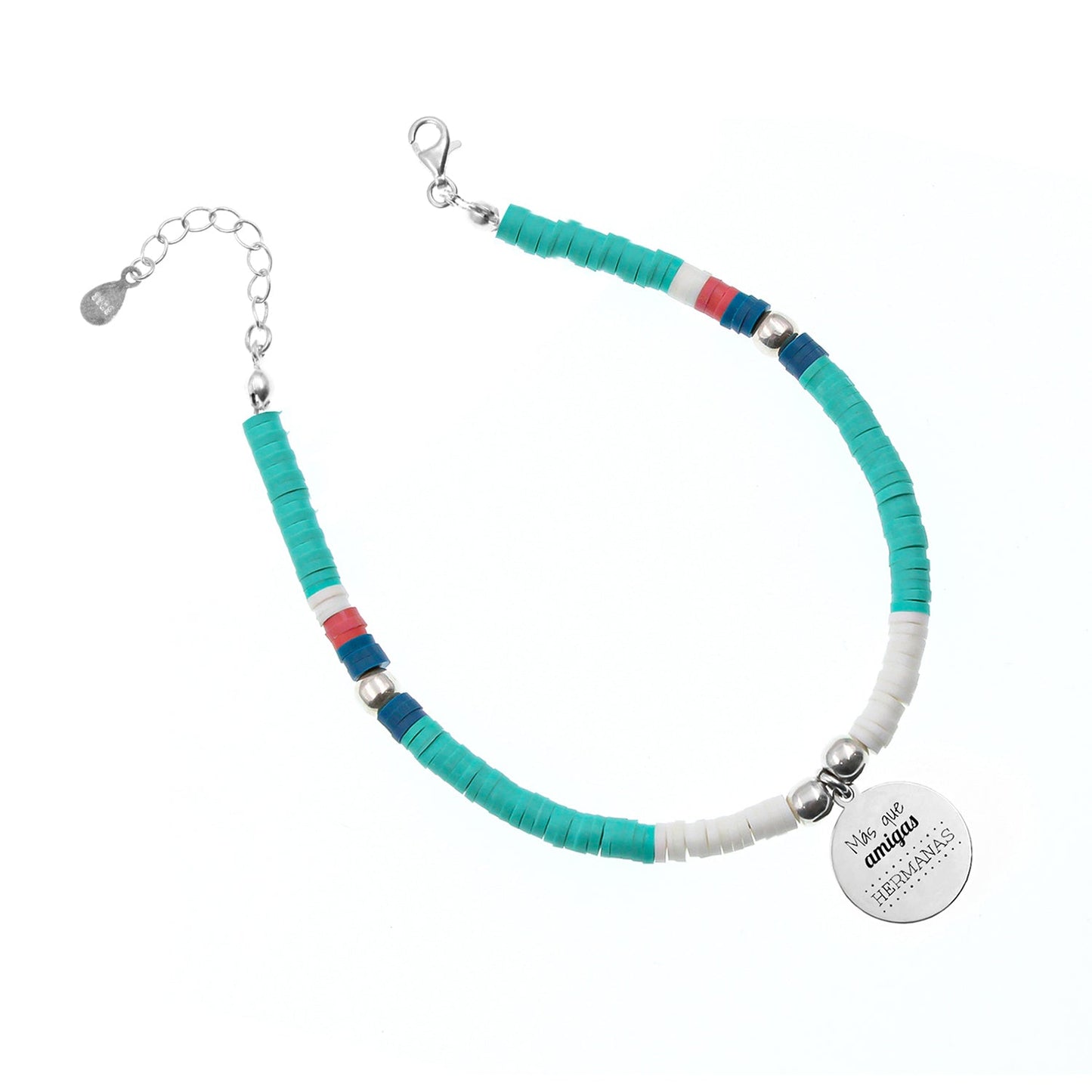 Cheville personnalisable perles colorées et médaille argent